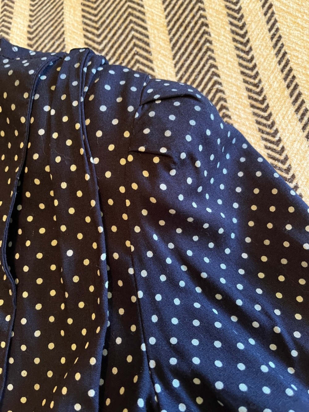 Vintage Navy Polka Dot Midi Dress with Wrap Bodice made in USA - Picture 13 of 14